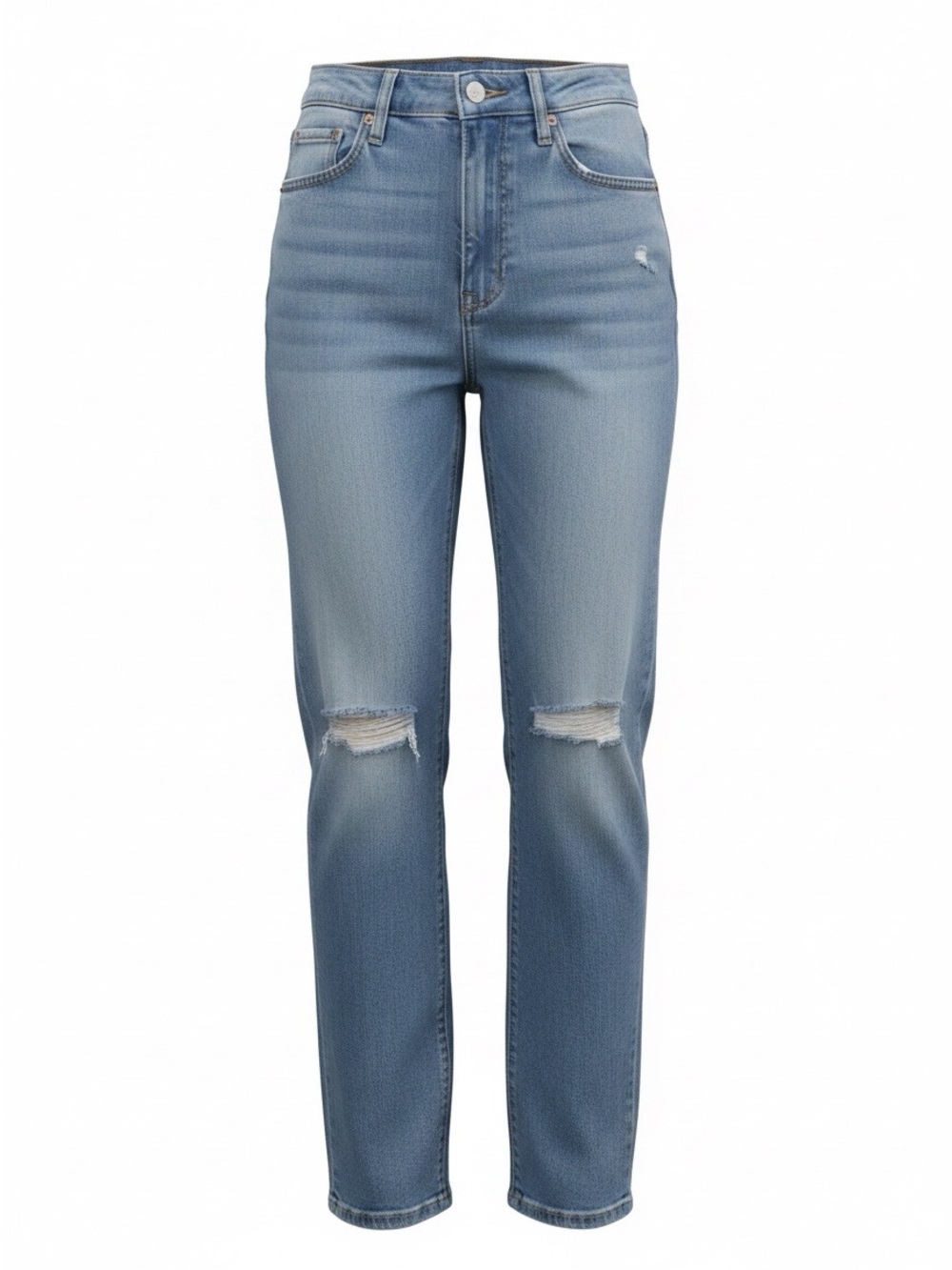 Light Blue High-Rise Straight Leg Women’s Jeans-Knee Rips-slim fit-size 26-NEW
